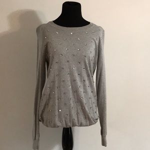 Forever 21 Boutique rhinestone gray top